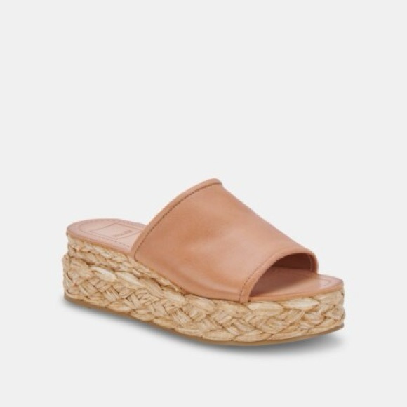 Dolce Vita Brown Leather Espadrille Slides - Picture 5 of 5